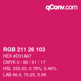 Color code: RGB 211 26 103 | qconv.com