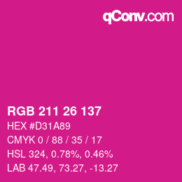 カラーコード: RGB 211 26 137 | qconv.com