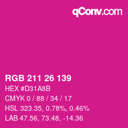 カラーコード: RGB 211 26 139 | qconv.com