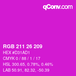 Color code: RGB 211 26 209 | qconv.com