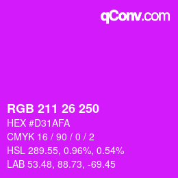 カラーコード: RGB 211 26 250 | qconv.com