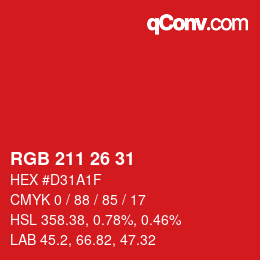Color code: RGB 211 26 31 | qconv.com