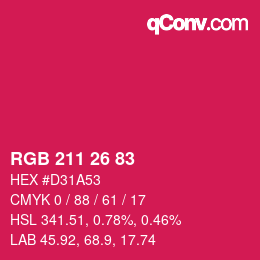 カラーコード: RGB 211 26 83 | qconv.com