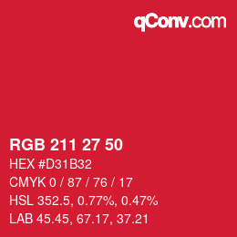 Color code: RGB 211 27 50 | qconv.com