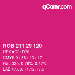 颜色代码: RGB 211 29 120 | qconv.com