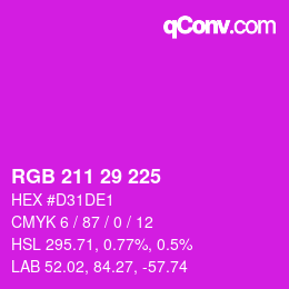 Color code: RGB 211 29 225 | qconv.com