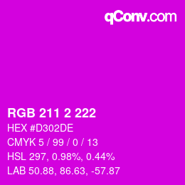 Color code: RGB 211 2 222 | qconv.com