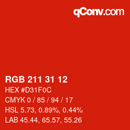 Color code: RGB 211 31 12 | qconv.com