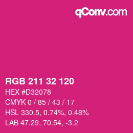 カラーコード: RGB 211 32 120 | qconv.com