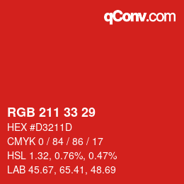 Color code: RGB 211 33 29 | qconv.com