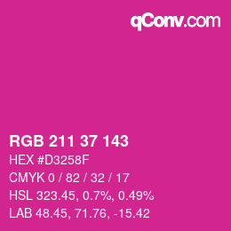 Color code: RGB 211 37 143 | qconv.com