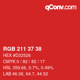 カラーコード: RGB 211 37 38 | qconv.com