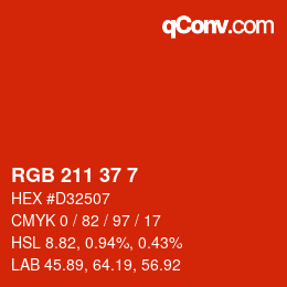 Color code: RGB 211 37 7 | qconv.com