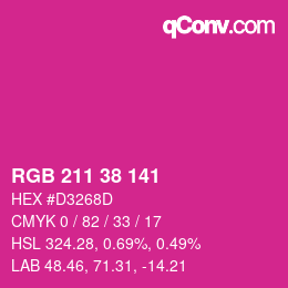 カラーコード: RGB 211 38 141 | qconv.com