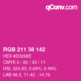 Color code: RGB 211 38 142 | qconv.com