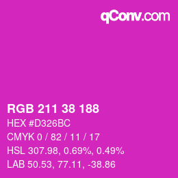 Color code: RGB 211 38 188 | qconv.com