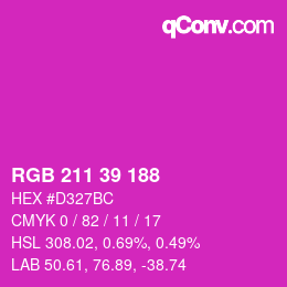 颜色代码: RGB 211 39 188 | qconv.com