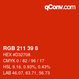 Color code: RGB 211 39 8 | qconv.com