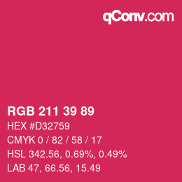 カラーコード: RGB 211 39 89 | qconv.com