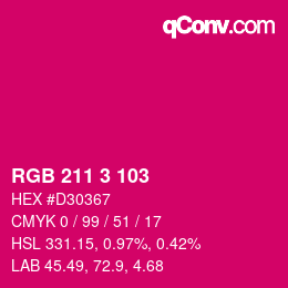 カラーコード: RGB 211 3 103 | qconv.com