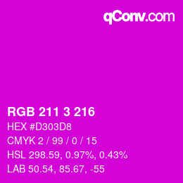 カラーコード: RGB 211 3 216 | qconv.com