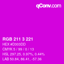 Color code: RGB 211 3 221 | qconv.com