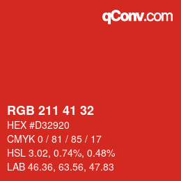 Color code: RGB 211 41 32 | qconv.com