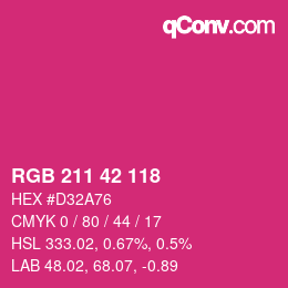 カラーコード: RGB 211 42 118 | qconv.com