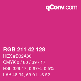 カラーコード: RGB 211 42 128 | qconv.com