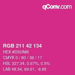 カラーコード: RGB 211 42 134 | qconv.com