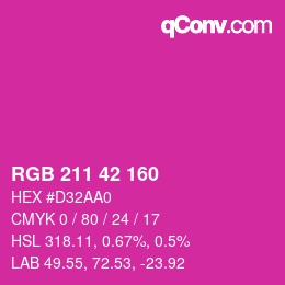 カラーコード: RGB 211 42 160 | qconv.com