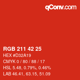 カラーコード: RGB 211 42 25 | qconv.com
