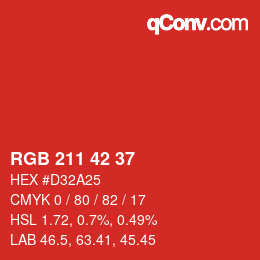 カラーコード: RGB 211 42 37 | qconv.com