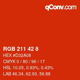 カラーコード: RGB 211 42 8 | qconv.com