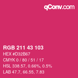 カラーコード: RGB 211 43 103 | qconv.com