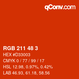 カラーコード: RGB 211 48 3 | qconv.com