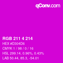 Color code: RGB 211 4 214 | qconv.com