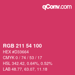 Color code: RGB 211 54 100 | qconv.com