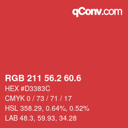 カラーコード: RGB 211 56.2 60.6 | qconv.com