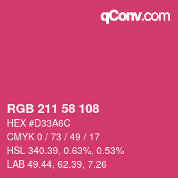 カラーコード: RGB 211 58 108 | qconv.com