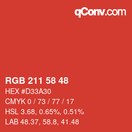 Color code: RGB 211 58 48 | qconv.com