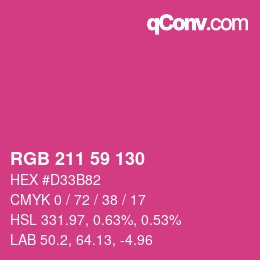 Color code: RGB 211 59 130 | qconv.com