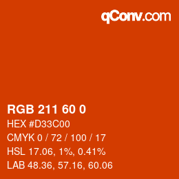 カラーコード: RGB 211 60 0 | qconv.com