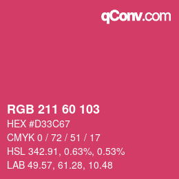 カラーコード: RGB 211 60 103 | qconv.com