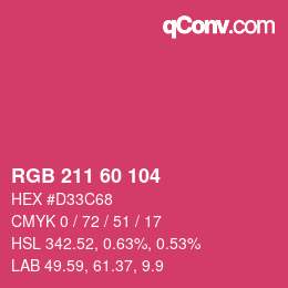 颜色代码: RGB 211 60 104 | qconv.com