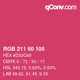 カラーコード: RGB 211 60 105 | qconv.com