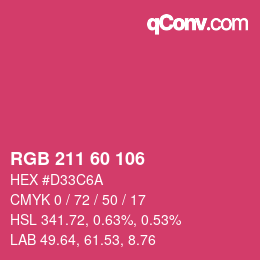 颜色代码: RGB 211 60 106 | qconv.com