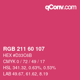 颜色代码: RGB 211 60 107 | qconv.com