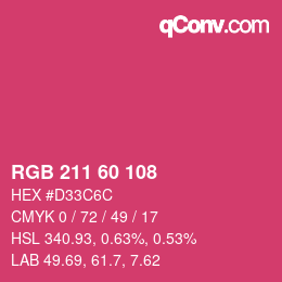颜色代码: RGB 211 60 108 | qconv.com