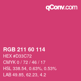 颜色代码: RGB 211 60 114 | qconv.com